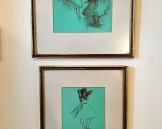 Framed Degas prints