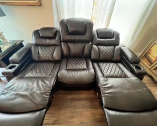 LEATHER RECLINING SOFA
