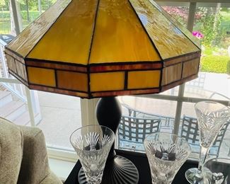 Slag glass lamp.