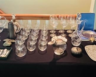 Fine crystal stemware including Ridel, baccarat, Simon Pierce.
