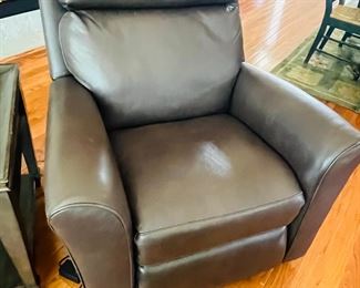 Leather reclining entertainment chair.