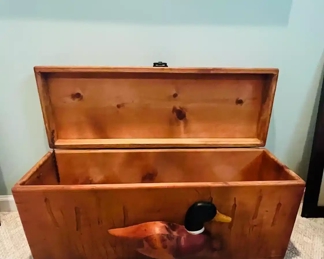 An artist made wood duck box.