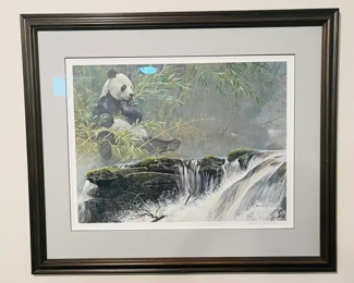 Robert Bateman panda signed print.