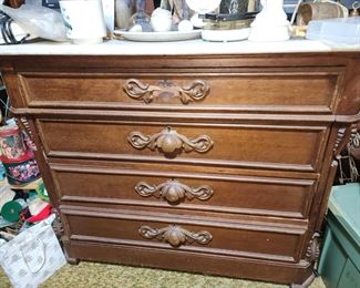 Antique Marble Top 4 Drawer Dresser