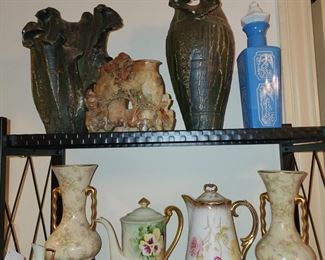 Paul Fleming Art Glass - Antique Tea Pots - Vases - Soap Stone Figurine