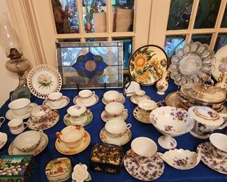 Vintage Tea Cups - Stainglass - Violet China Set