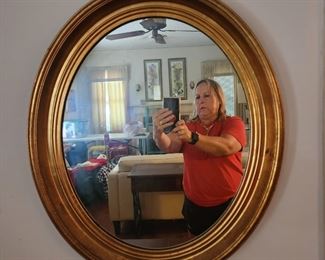 Vintage Gold Gilded Oval Mirror