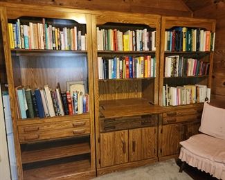 Lots of Books - Bookcases - Center Cabinet has Drop Front Desk  - Will Sell all together or break up in 3 units