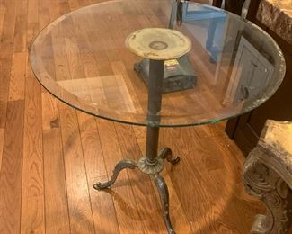 #7	Iron Base Table w/round Glass Top 24x26	 $40.00 			
