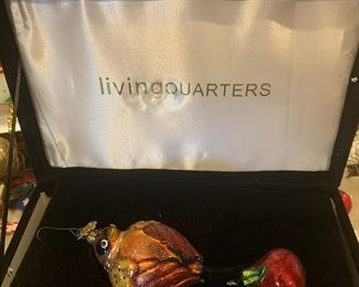 #19	Reed & Barton - Glass ornament 12 days of Christmas Partridge & a Pear Tree w/box	 $75.00 			
