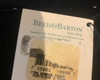 #19	Reed & Barton - Glass ornament 12 days of Christmas Partridge & a Pear Tree w/box	 $75.00 			
