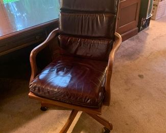 #27	Wood Rolling office Chair w/Burgundy Seat & Back	 $75.00 			
