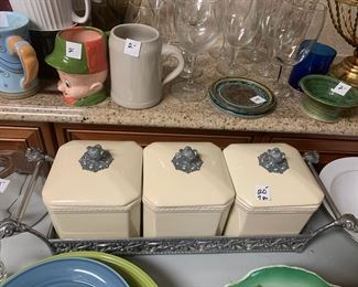 #40	Pewter Tray Cannister set of 3 Cream Colored - Biltmore Brand	 $20.00 			
