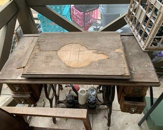 #60	Singer Treadle Cabinet (as is Wood outside) w/Machine	 $45.00 			
