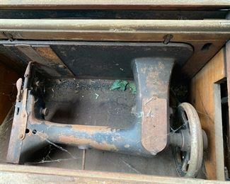#60	Singer Treadle Cabinet (as is Wood outside) w/Machine	 $45.00 			
