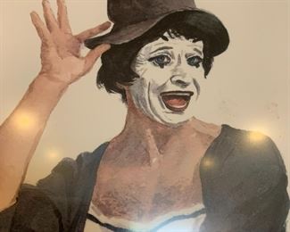 #99	willoweise Lanham signed Pantomime print  22x30 of a clown 	 $40.00 			
