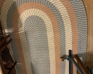 #102	rag rug of blue coral cream  5'3x8 ft	 $75.00 			
