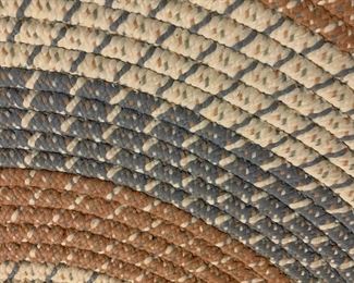 #102	rag rug of blue coral cream  5'3x8 ft	 $75.00 			
