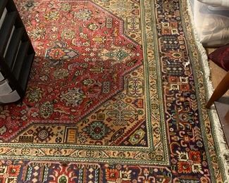 #103	handknoted blue rose green oriental rug 6'3" x 10 ft	 $175.00 			
