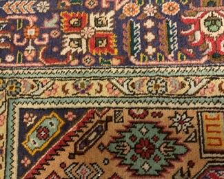 #103	handknoted blue rose green oriental rug 6'3" x 10 ft	 $175.00 			
