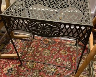 #107	iron end table 22x16x23	 $30.00 			
