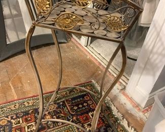 #110	metal shelf with basket top 13x10x29	 $20.00 			
