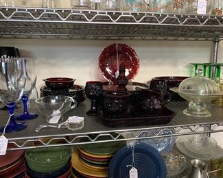 Avon ruby red dishes 