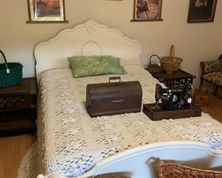 Antique white full size bed 