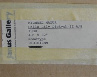 Michael Mazur - monotype - Calla Lily Diptych