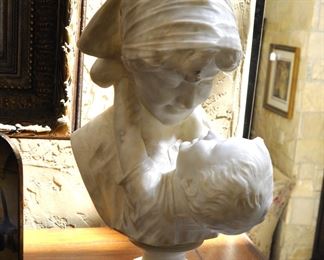  19th Century Ferdinando Vichi marble sculpture of “Mother and child”