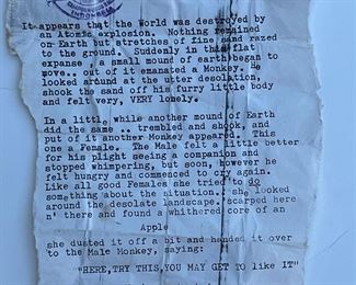 Blanco note hidden in apple at the top of frame