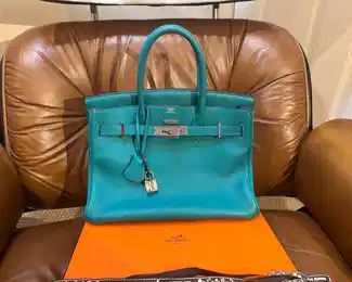 HERMES BIRKIN 30 BAG IN BLEU PAON - BOX, RIBBON AND CERTIFICATE