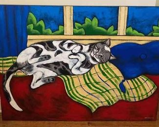 Lounging Cat Painting