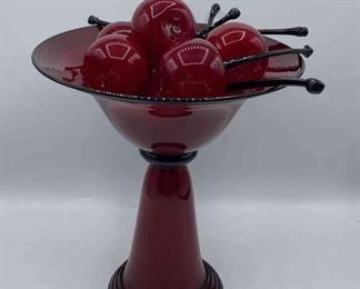 Red Vase with Cherries 