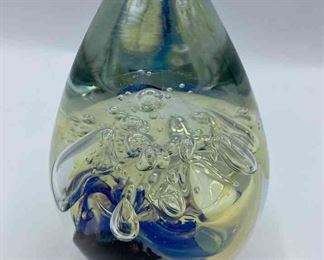 Robert Eickholt Clear Teardrop Shape Paperweight 1999 SIGNED 