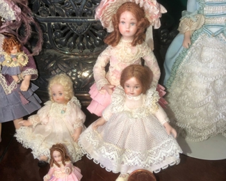 Close up of miniature dolls