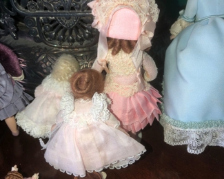 Back view of miniature doll collection