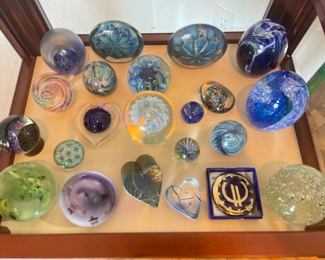 Murano Art glass paper weight collection.