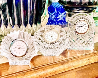 Waterford Crystal table clocks.