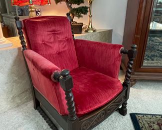 Antique Walnut Barley Twist Trestle leg Arm Chair