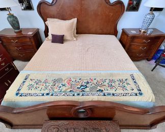Beautiful King bed with Italian wool embroidered bed scarf