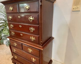 Detail pic, Lexington Chippendale style tall chest.
9 drawers