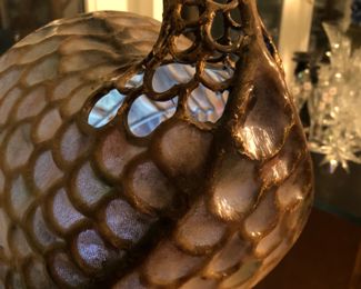 Close up of peacock floor lamp