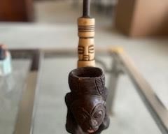 African pipe wood and bone