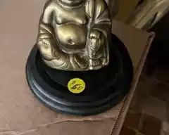 Solid brass seated smiling Budda