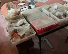 Bins of jewelry making supplies