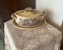 Handmade ceramic serving dish and platter 