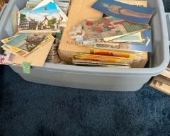 Tub of travel postcards