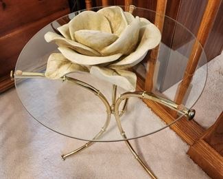 Glass and brass table