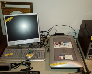 HP monitor, keyboards, mouse, HP Scan jet, video rewinder